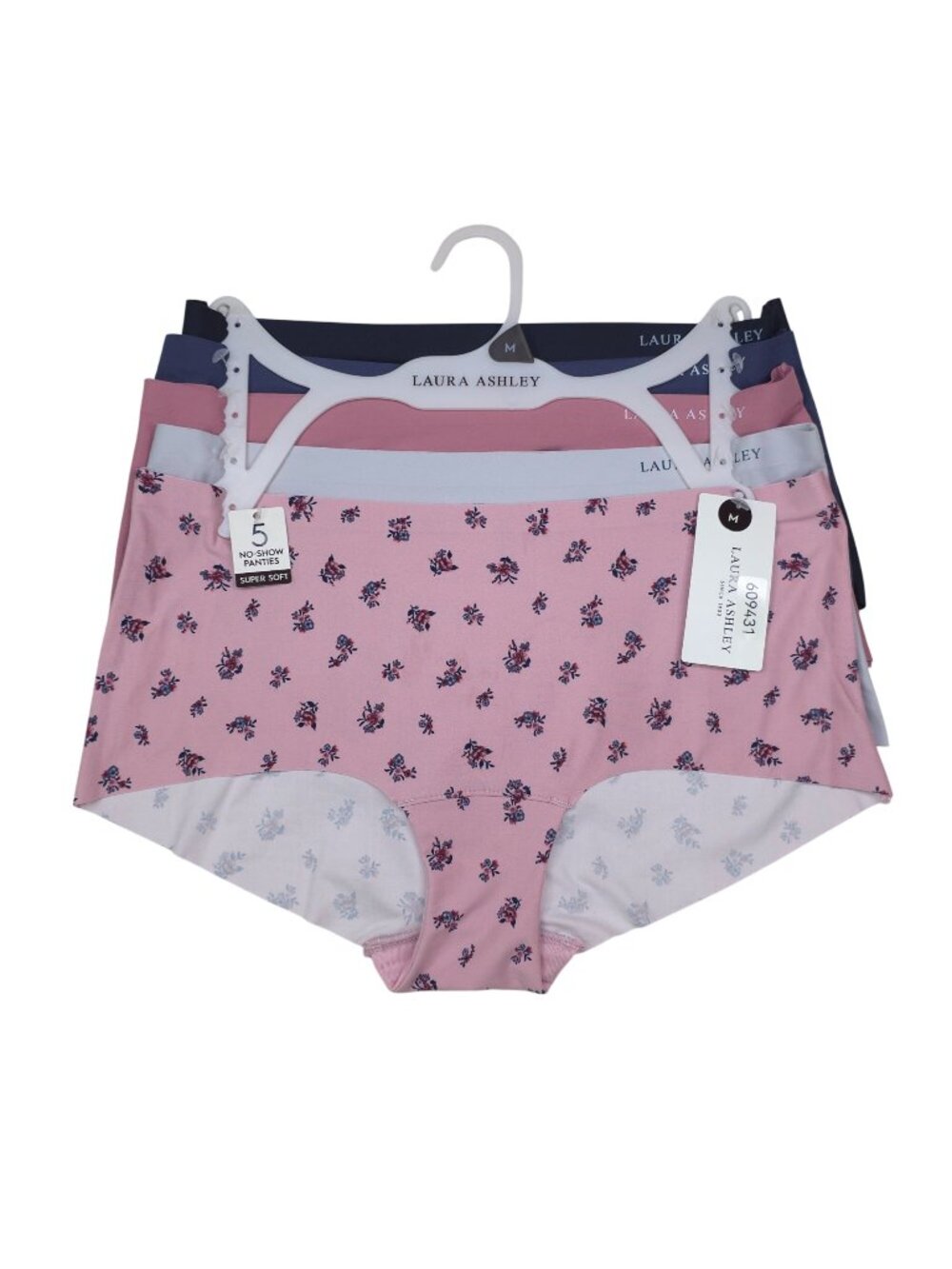 Laura Ashley Womens 5-Pack No-Show Panties Medium Boyshorts Super Soft